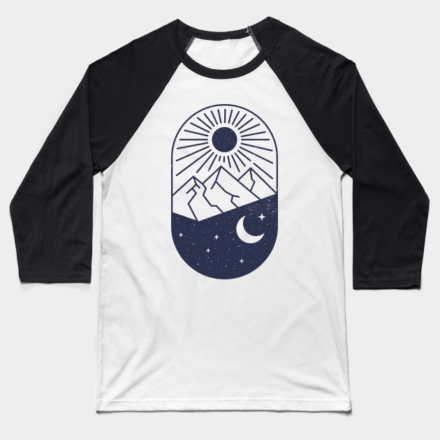 Day And Night Mountain Baseball T-Shirt by mouze_art